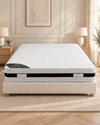 Backcare 3D Support Orthopaedic Mattress - Very Firm displayed on an ivory base in a warm neutral bedroom
