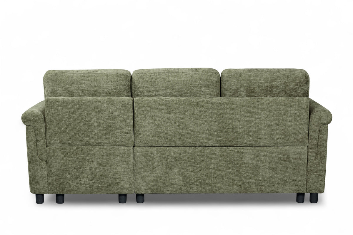 Oscar sofa bed reference – Woven Chenille Green 2C1 Corner Sofabed with Chaise and Storage OSCAR Back