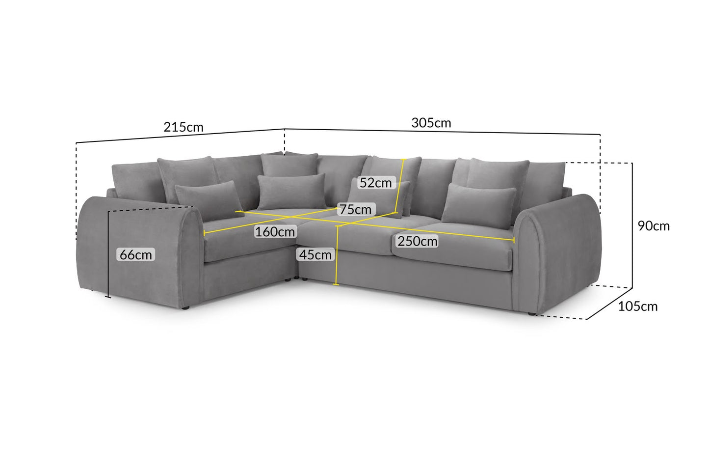 Mirabel Sofa Left Hand Facing Corner Grey