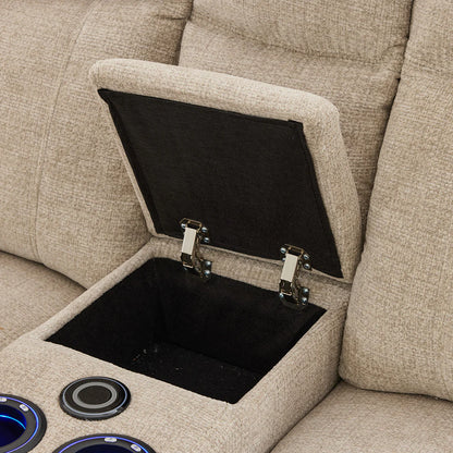 Siyara Fabric Electric Recliners Sofa - Beige With Cupholders-Cooling Cup-Holders/Bluetooth Speakers/Wireless Charging/USB Charging Ports/Storage