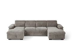 Hudson U Shape Storage Sofa Bed - Grey
