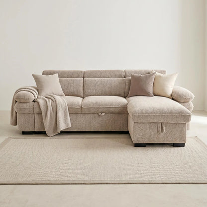 Hudson Universal Corner Storage Sofa Bed - Beige