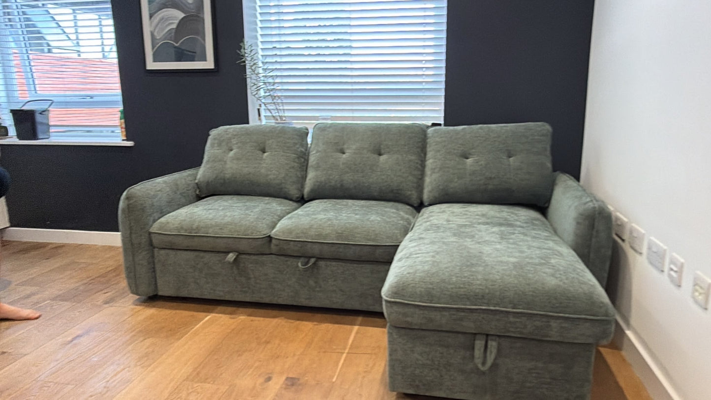 Moscow Universal Corner Sofabed With Storage - Olive