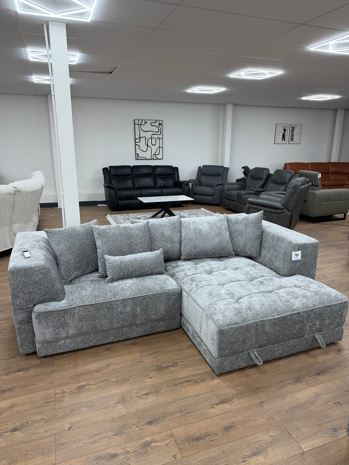 Brooklyn Electric Storage Right Hand Sofa Bed - Silver