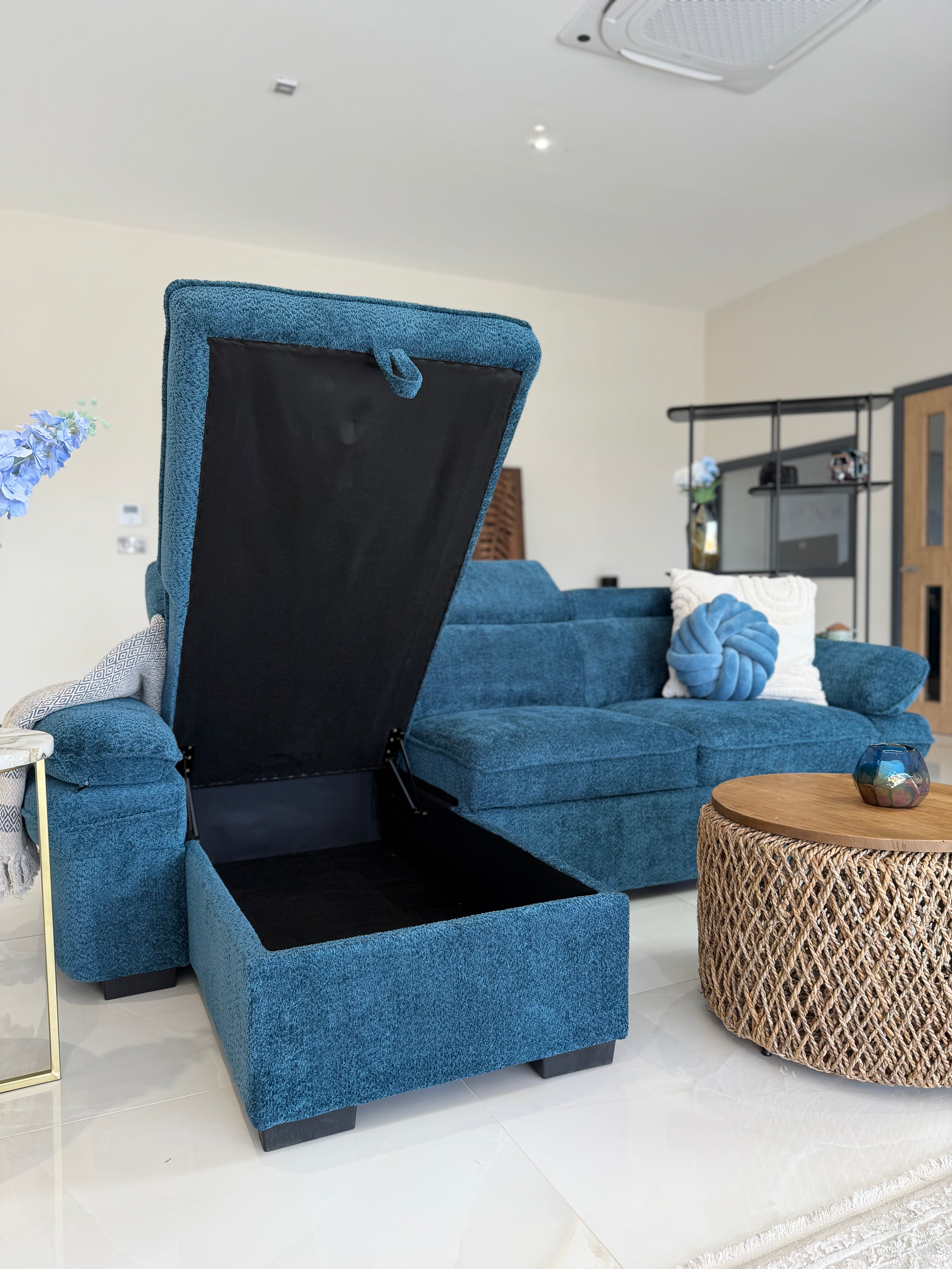 Hudson Universal Corner Sofa Bed - Blue