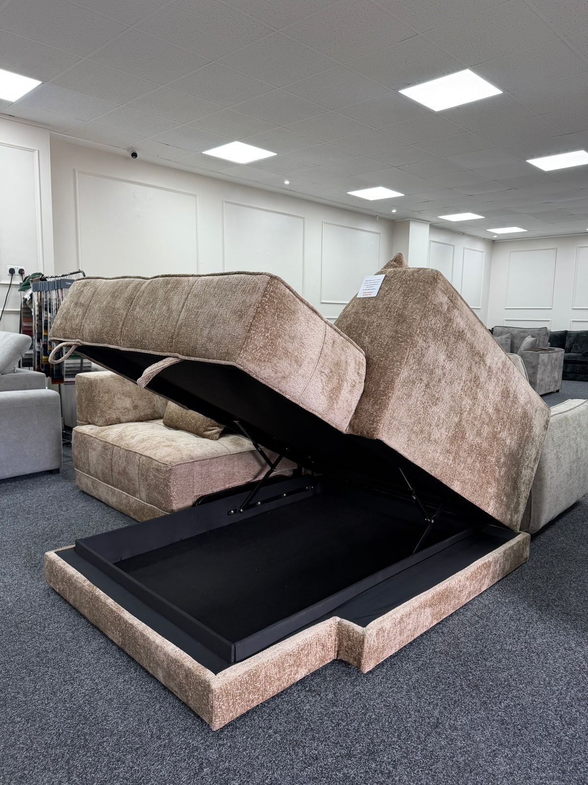 Brooklyn Electric Storage Right Hand Sofa Bed - Mushroom Beige