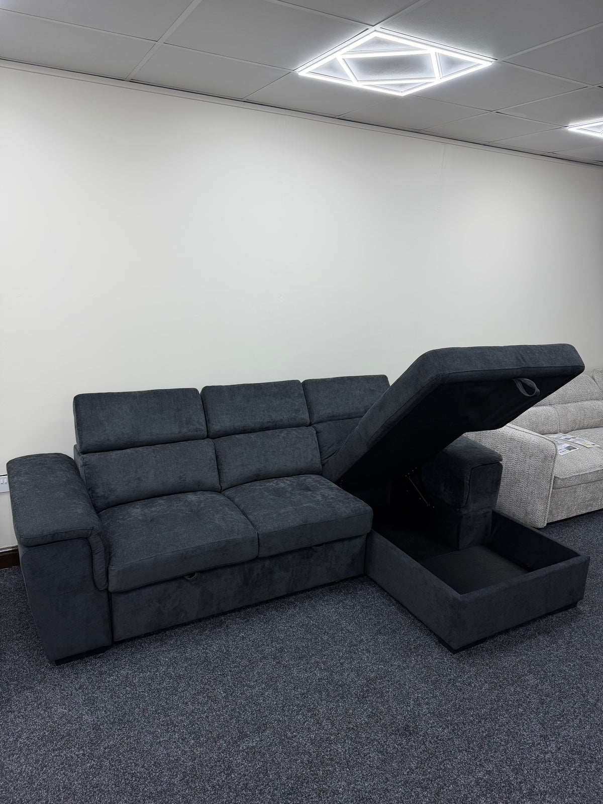 Alaya Storage L Shape Sofa Bed - Black