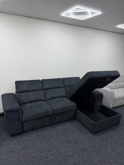 Alaya Storage L Shape Sofa Bed - Black