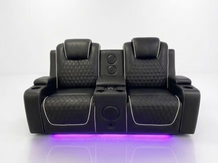 Tuscany 3+2 Electric Entertainment Recliner Sofa - Black