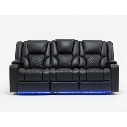 Orlando 3+2 Electric Recliner Leather Sofa - Black