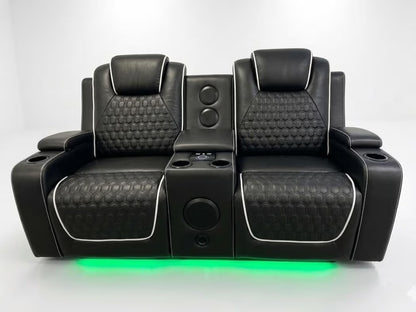 Tuscany 3+2 Electric Entertainment Recliner Sofa - Black