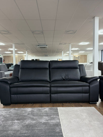 Boston Genuine Leather Electric Recliner 3+2 Seater Sofa - Black