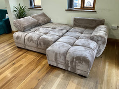 Azzuro Corner Sofa Bed With Storage – Universal Chaise – Plush Velvet  – Mocha