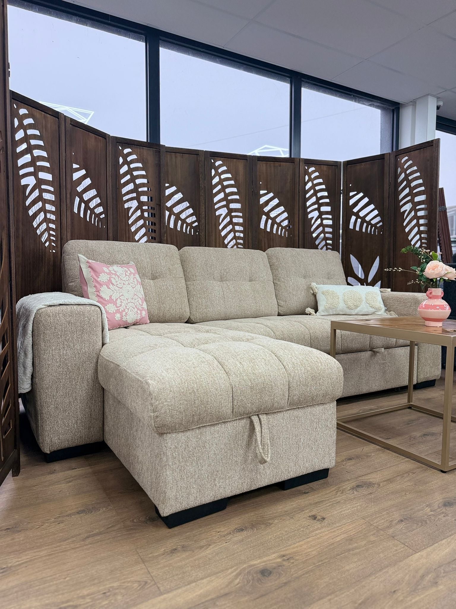 Palermo Universal Corner Sofabed With Storage - Beige