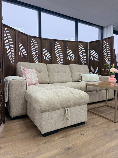 Palermo Universal Corner Sofabed With Storage - Beige