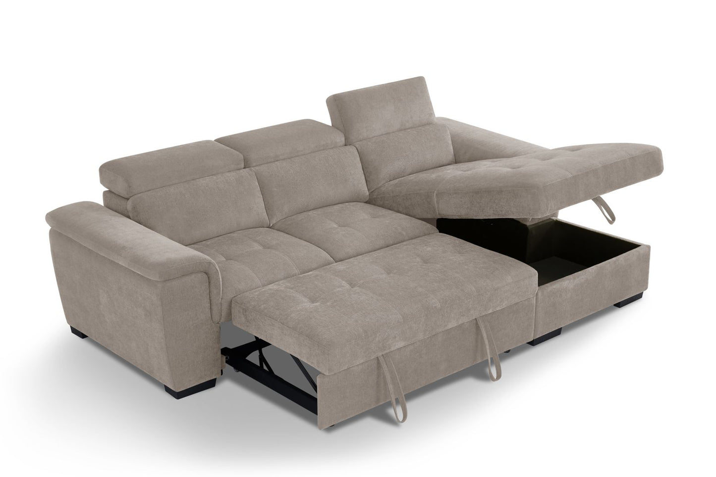 Alaya Storage L Shape Sofa Bed - Beige