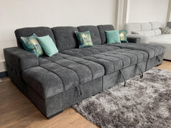 Palermo U Shape Storage Sofa Bed - Grey