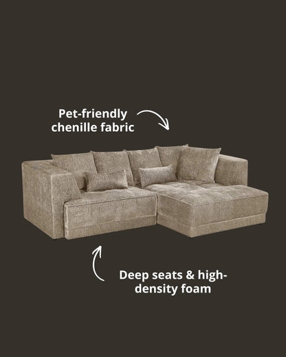 Brooklyn Electric Storage Left Hand  Sofa Bed - Mushroom Beige