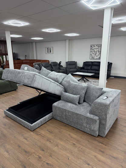Brooklyn Electric Storage Left Hand Sofa Bed - Silver