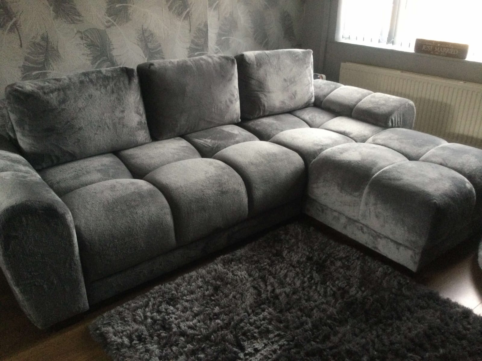 Azzuro Corner Sofa Bed With Storage - Universal Chaise - Plush Velvet  - Grey