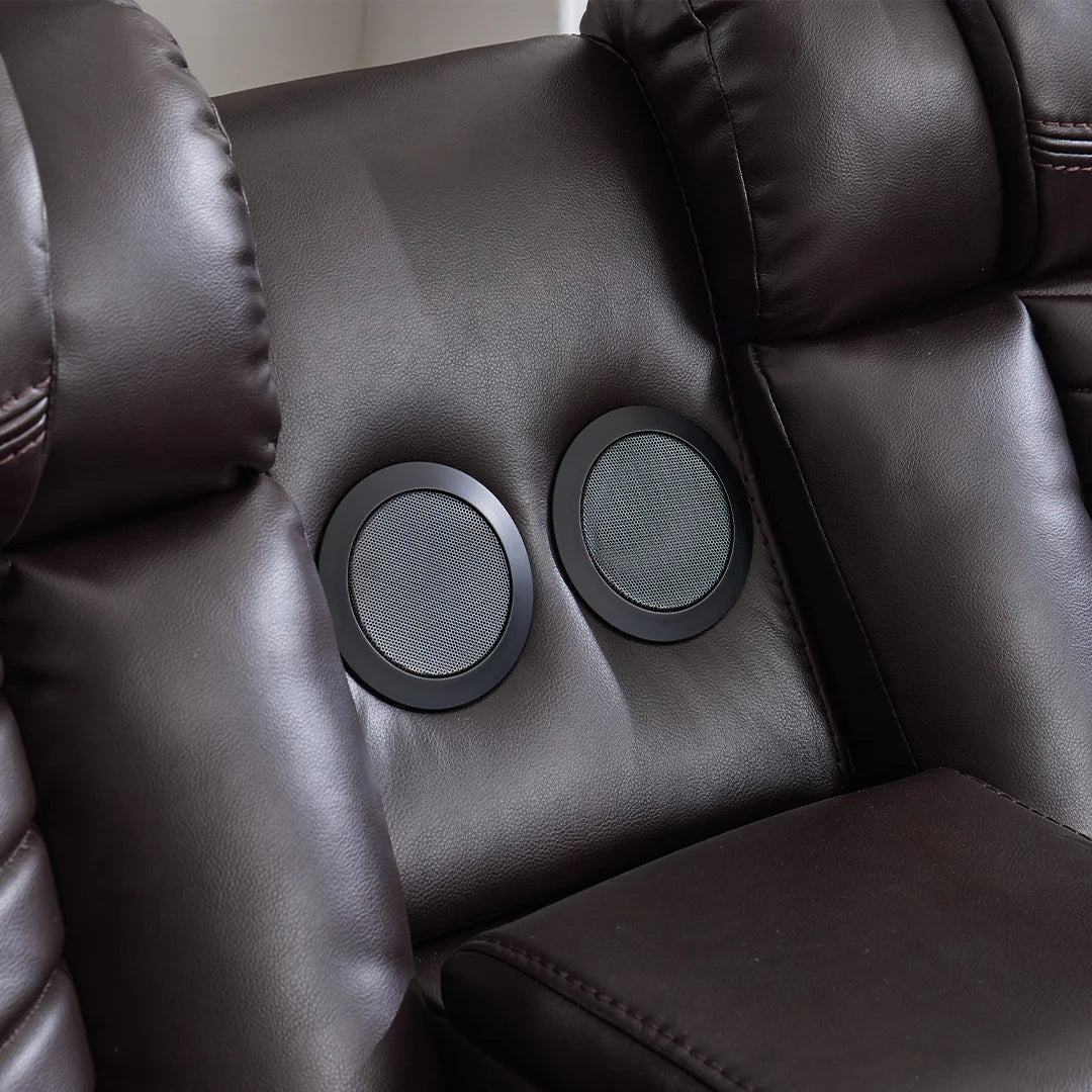 Zeus Leather Electric Recliner Corner Sofa - Brown