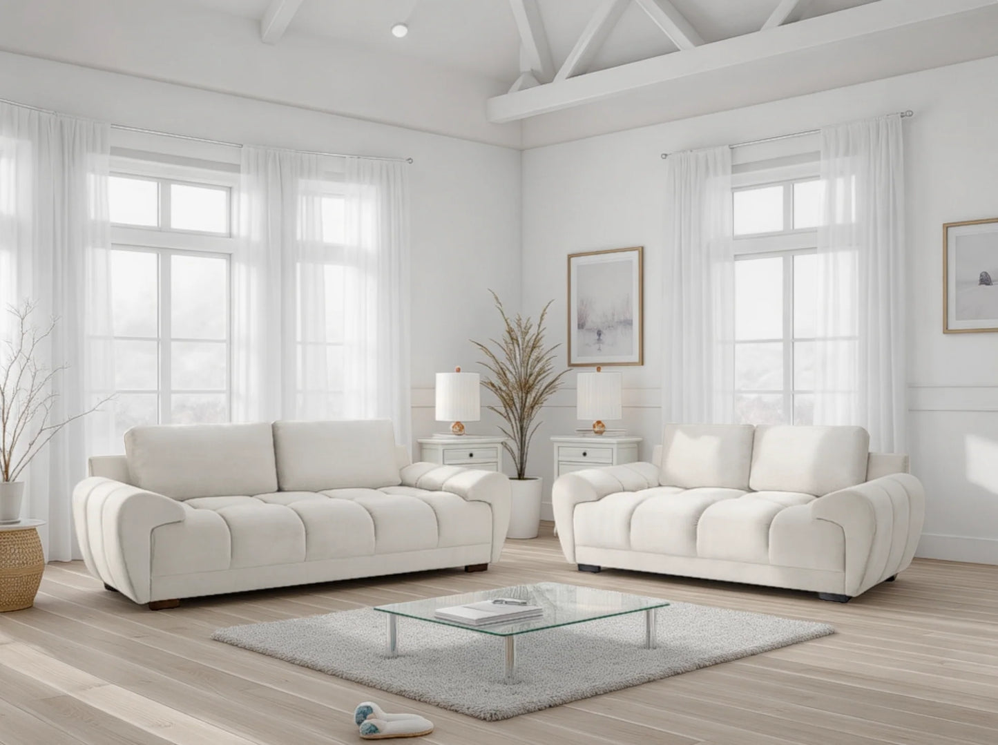 Azzuro 3 + 2 Seater Velvet Sofa Set - Plush Upholstered Suite