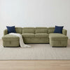 Capri U Shape Sofa Bed With Storage - Olive Green