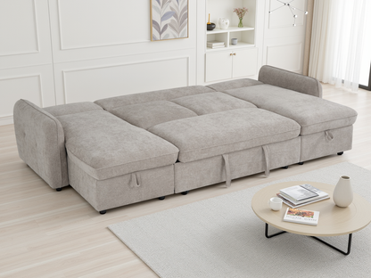 Moscow U Shaped Storage Sofa Bed - Beige