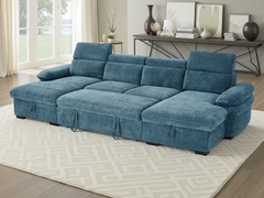 Hudson U Shape Storage Sofa Bed - Blue
