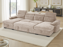 Hudson U Shape Storage Sofa Bed - Beige