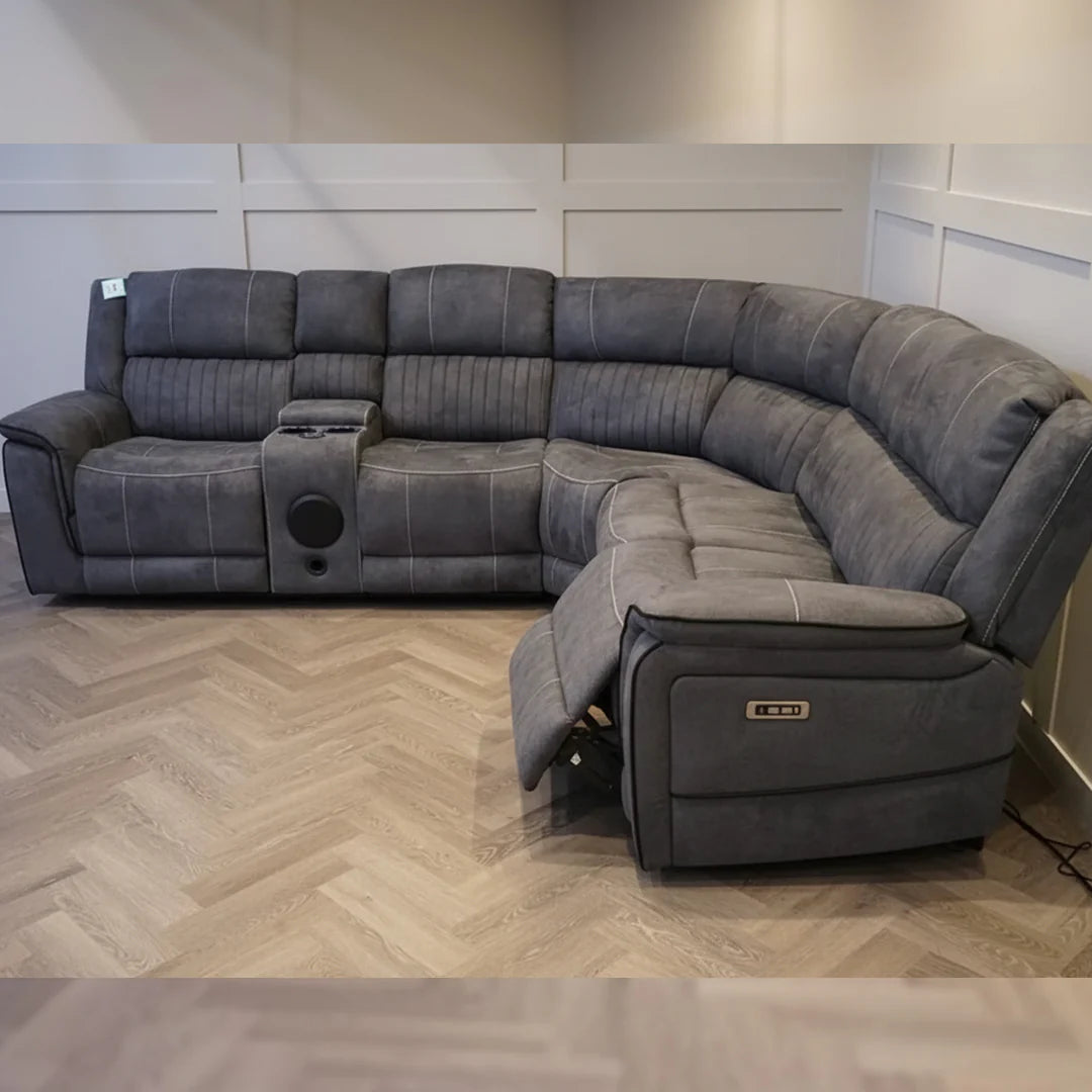 Geneva Pro Fabric Electric Recliner Corner Sofa - With Cooling Cup-Holders