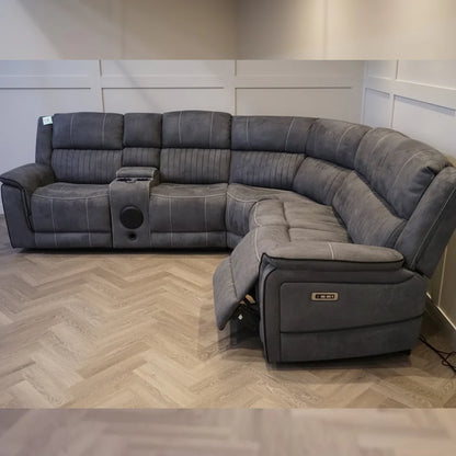 Geneva Pro Fabric Electric Recliner Corner Sofa - With Cooling Cup-Holders