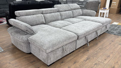 Hudson U Shape Storage Sofa Bed - Grey