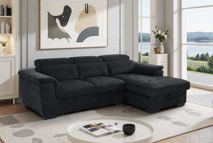 Alaya Storage L Shape Sofa Bed - Black