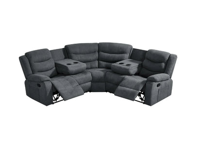 Roma Fabric Recliner Corner Sofa Grey
