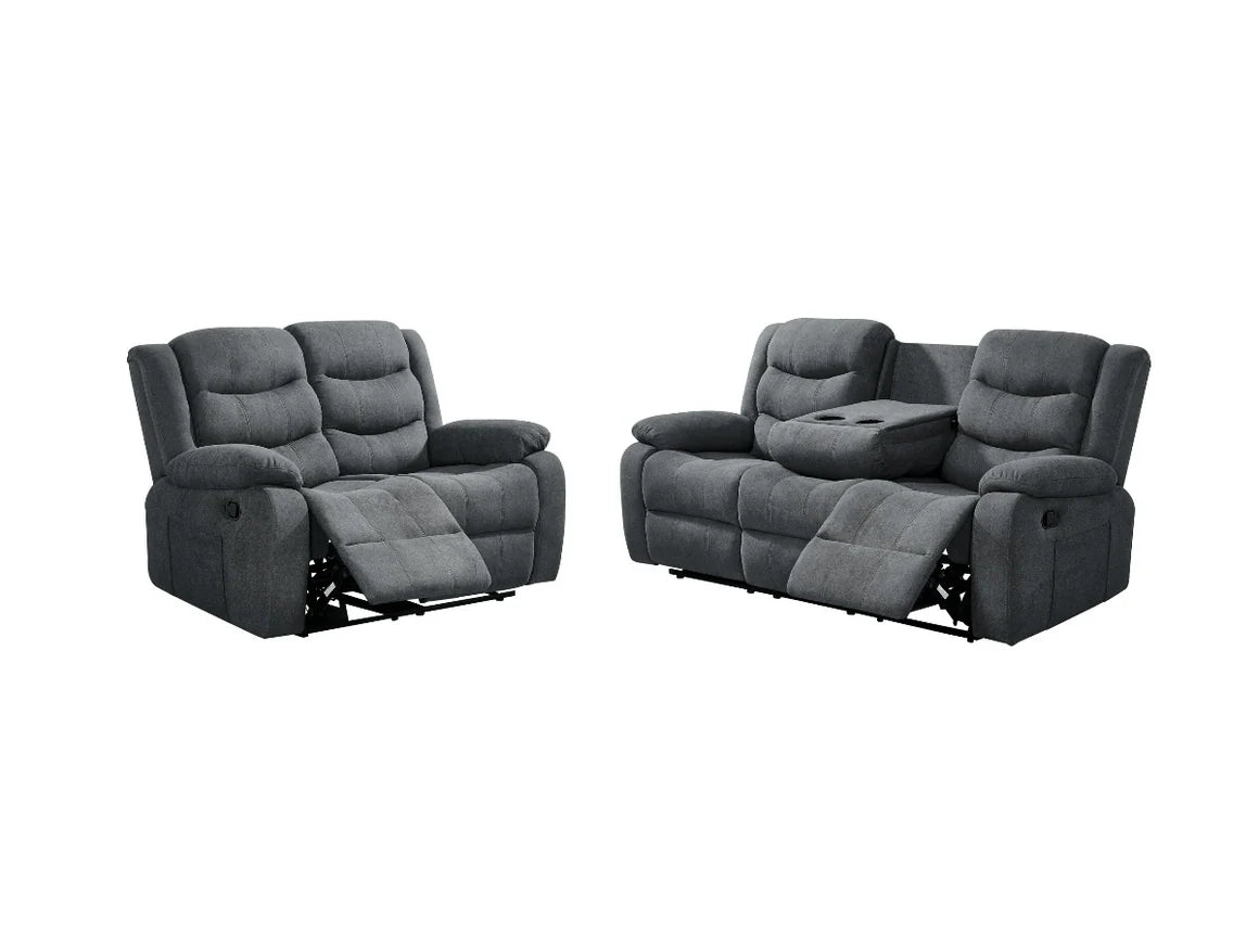 Roma 3+2 Grey Fabric Manual Recliner Sofa