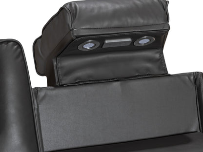 Orlando Electric Recliner 3+2 Seater Leather Sofa Grey - Led Lights - Wireless Charger