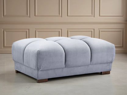 Azzuro Grey Velvet Footstool - Upholstered Sofa Stool