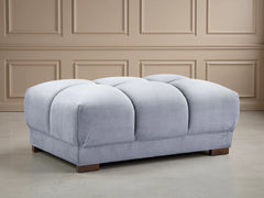 Azzuro Grey Velvet Footstool - Upholstered Sofa Stool
