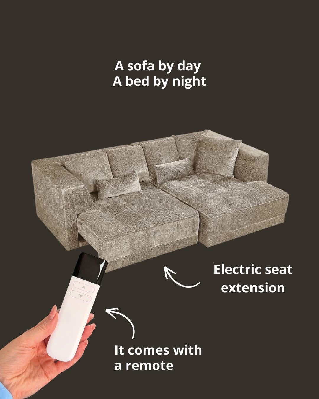 Brooklyn Electric Storage Left Hand Sofa Bed - Silver