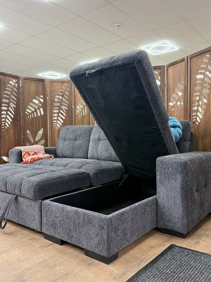 Palermo Universal Corner Sofabed With Storage - Grey