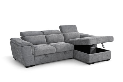 Alaya Storage L Shape Sofa Bed - Grey