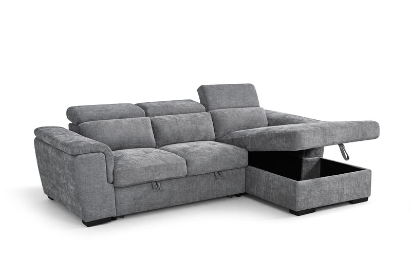 Alaya Storage L Shape Sofa Bed - Grey