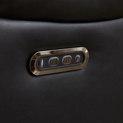 Zeus Leather Electric Recliner Corner Sofa - Black