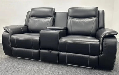Prada Leather Recliner Sofa 3+2 Seater - Black
