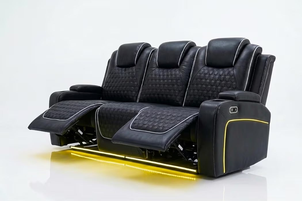 Tuscany 3+2 Electric Entertainment Recliner Sofa - Black