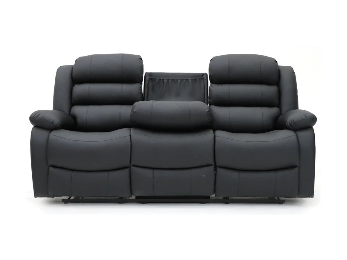 Roma 3+2 Aire Leather Manual Recliner Sofa - Black