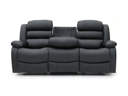 Roma 3+2 Aire Leather Manual Recliner Sofa - Black