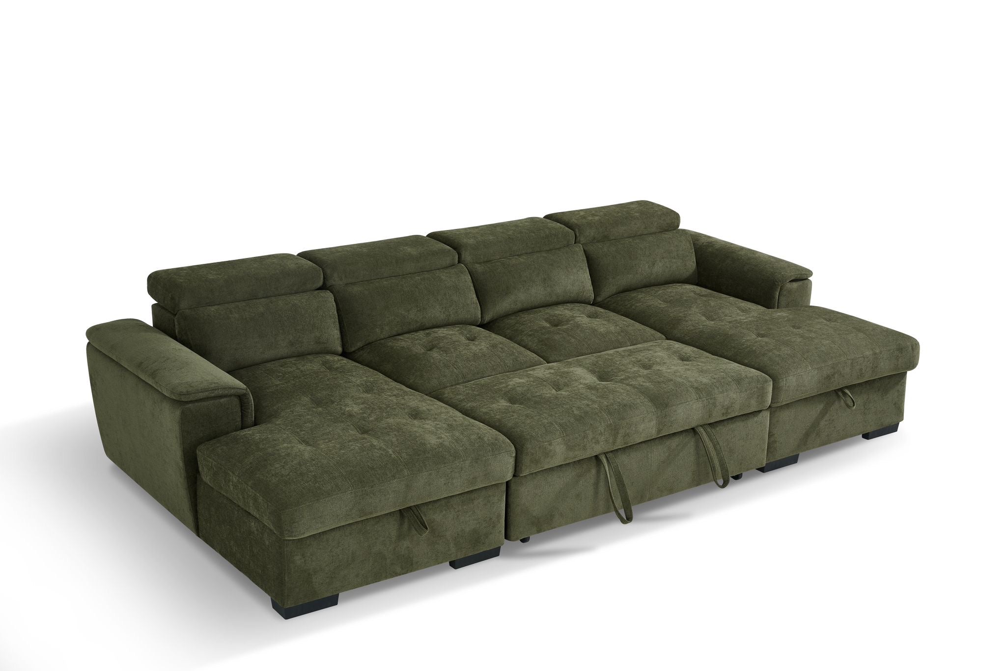 Alaya Storage U Shape Sofabed - Olive Green