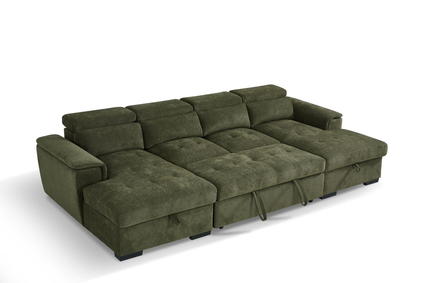 Alaya Storage U Shape Sofabed - Olive Green